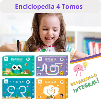 TraceFun: Enciclopedia 4 Tomos. Libros Mágicos de Caligrafía Reutilizable